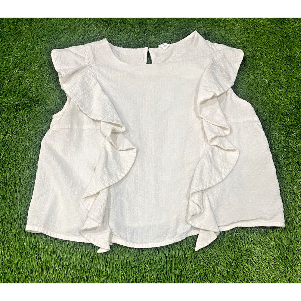 BP. Tank Top Off White Ruffles Cropped Dainty Beach Girly Cropped Cute M